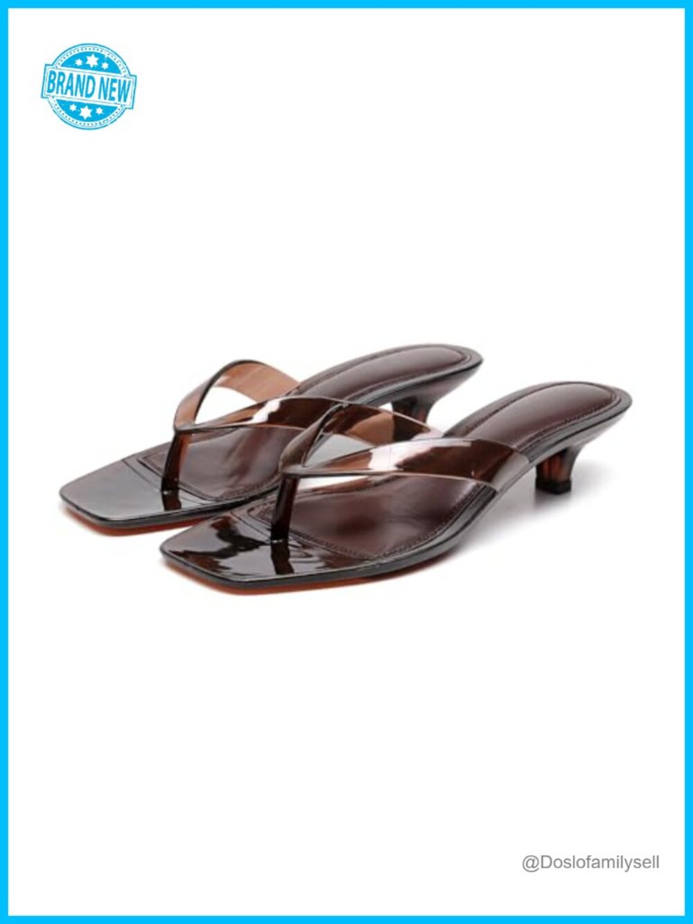 Jelly Kitten Heel Sandals Square Toe Slip On Flip Flop Mules